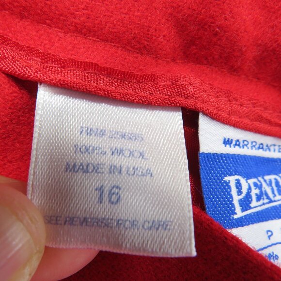 Vintage Pendleton Skirt Womens Size 14 Red Pencil Knee Length Kick Pleat - Picture 5 of 10